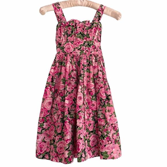 Children’s Place Pink Green Cottage Floral Dress 6 - Picture 1 of 7